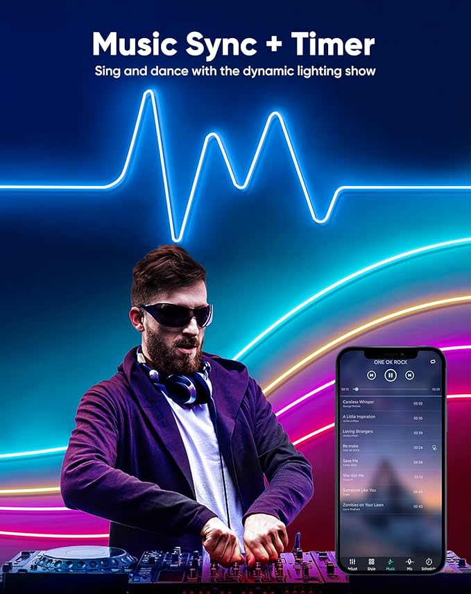 Shine Decor 24V Neon Rope Lights Smart APP Control Music Sync, 32.8FT/10M RGB Neon LED Strip Lighting for Indoor Outdoor Bedroom Gaming Light, Color Changing Dimmable Flexible IP65 Waterproof