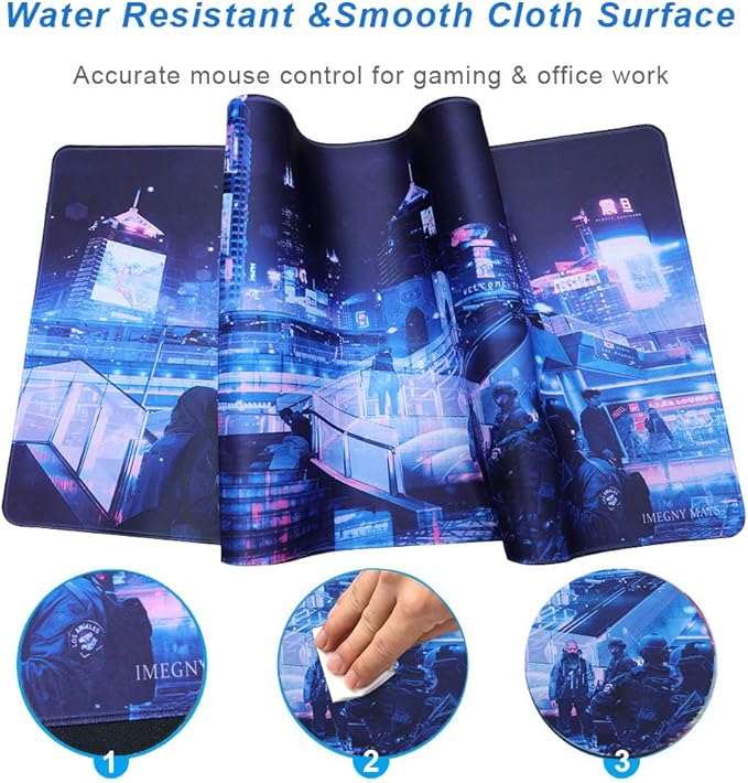 Large Gaming Mouse Pad, Extended XXL Desk Pad & Non-Slip Rubber Mat for Mice and Keyboard with Stitched Edges （90x40 zisecity006）