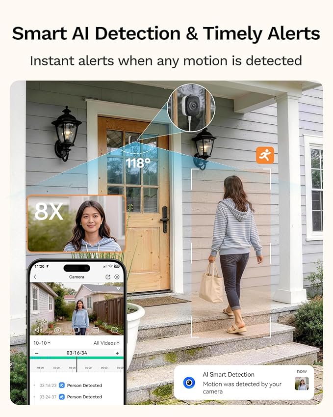 LongPlus 5MP 3K Window Camera with Night Vision, 5G & 2.4GHz WiFi Window Cameras for Home Security, Safeview Camera with AI Person & Motion Detection, 24/7 Recording, Easy Quick Install, 2-Way Audio