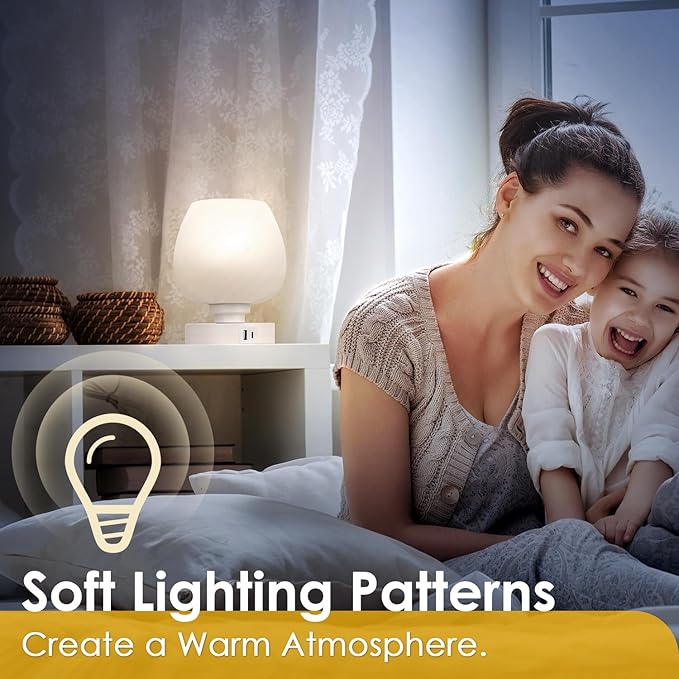 Bedside Table Lamp - Touch Small Lamp for Bedroom Nightstand, 3-Way Dimmable, USB A+C Charging Ports, White Opal Glass Shade, Warm LED Bulb Included