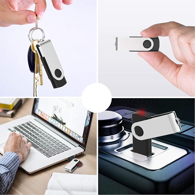 KOOTION 10 Pack 32GB Flash Drive USB 3.0 Thumb Drive USB Drives Jump Drives Keychain Memory Stick Black
