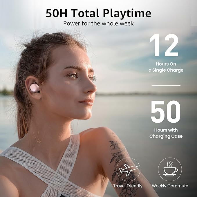 TOZO T6 Wireless Earbuds, Bluetooth 5.3 Ear Buds, Stereo Sound in Ear Headphones, 50 Hours Playtime, Wireless Charging Case, APP Customizable EQs, IPX8 Waterproof Earphones