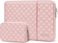 MOSISO 9-11 inch Tablet Sleeve Case for iPad A16 2025, iPad Air 11 inch M3 M2, iPad Pro 11 M4, iPad 10/9/8/7th, Galaxy Tab A9+/S9/S8/Plus 11, Square Quilted Vertical Bag with Small Case, Chalk Pink