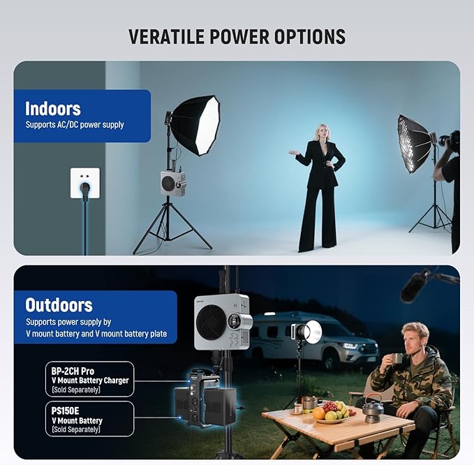 NEEWER HS200C Portable RGB LED Video Light, APP/2.4G/Panel/DMX Control, 280W 150000Lx 2500-7500K CRI95+ COB Continuous Output Lighting Bowens Spotlight for Video Recording Streaming Studio Photography
