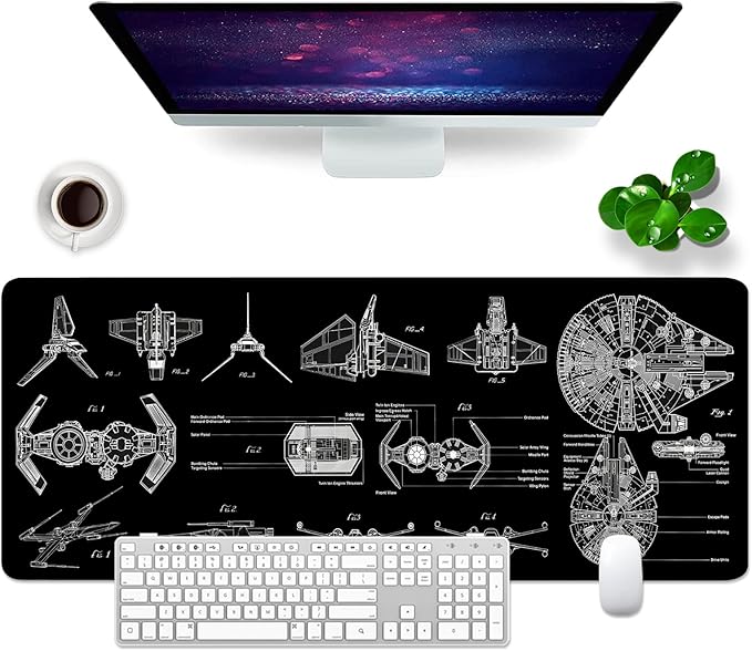 Black Gaming Mouse Pad Large Mouse Pad XL Desk Mat 31.5x11.8x0.12 inch Large Desk Pad Design Keyboard Pad (Design -5)