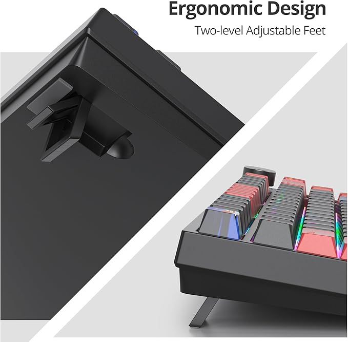 75% Mechanical Gaming Keyboard with Hot Swappable RGB Backlit Custom Knob, Gasket Mount USB Wired Keyboard, 82 Red Black Linear Red Switch Keys