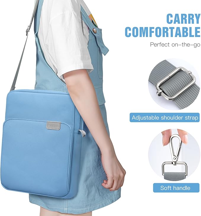 TiMOVO 9-11 Inch Tablet Sleeve Bag with Shoulder Strap for iPad 11-inch A16 2025, iPad 10th Gen. 10.9"/10.2", Galaxy Tab A9+/A11Plus 11", Dusty Blue