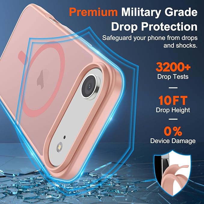 SUPFINE Magnetic for iPhone Air Case (Compatible with MagSafe)(Military Grade Drop Protection) Slim Translucent Matte Shockproof with Anti-Fingerprint Phone Cover for 17 Air,Pink