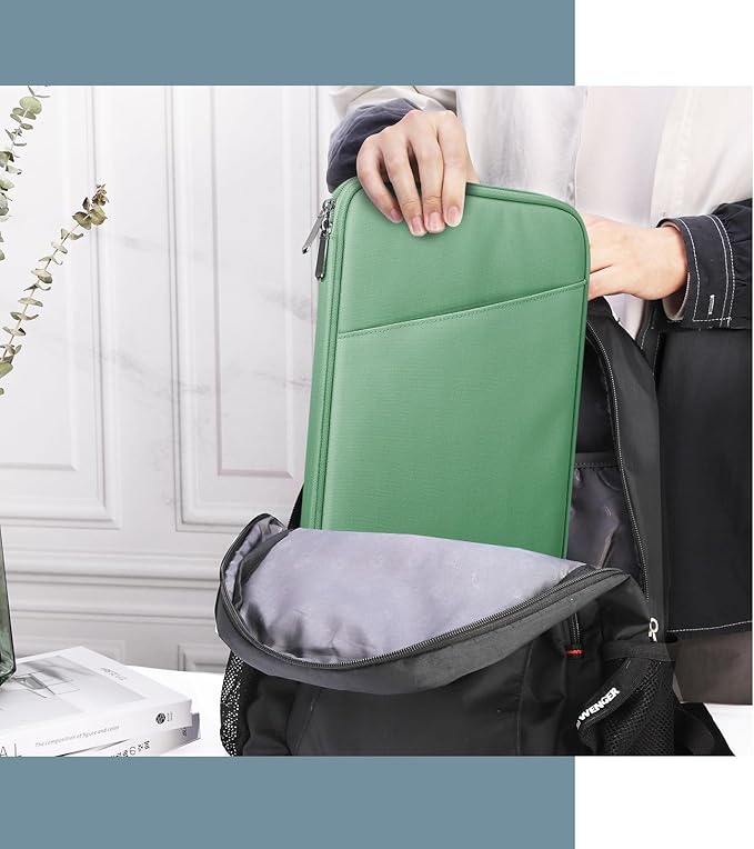 TiMOVO 9-11" Tablet Sleeve Bag for iPad 11-inch A16 2025, iPad 10.9"/10.2"| Air 11 Inch/5th/4th Gen. 10.9", Galaxy Tab A9+/A11Plus 11", Protective Bag with Pocket, Bodhi Green