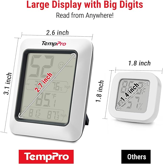 TempPro TP50 Digital Hygrometer Indoor Thermometer Room Thermometer and Humidity Gauge with Temperature Humidity Monitor(Previously ThermoPro)