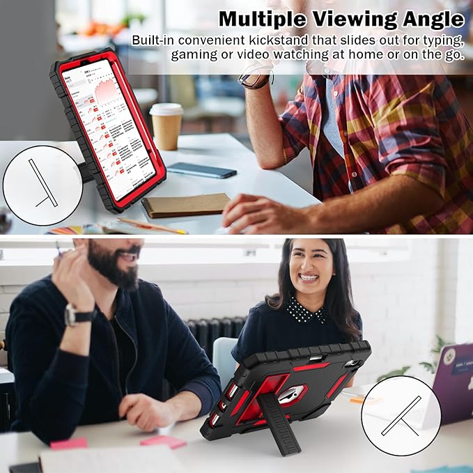 Grifobes Case for iPad mini 7 (A17 Pro) 2024 / Mini 6 2021 8.3 inch, Heavy Duty Shockproof Rugged Cover with Pencil Holder Stand, for I Pad Mini 7th/6th Gen 8.3" Case (Black+Red)