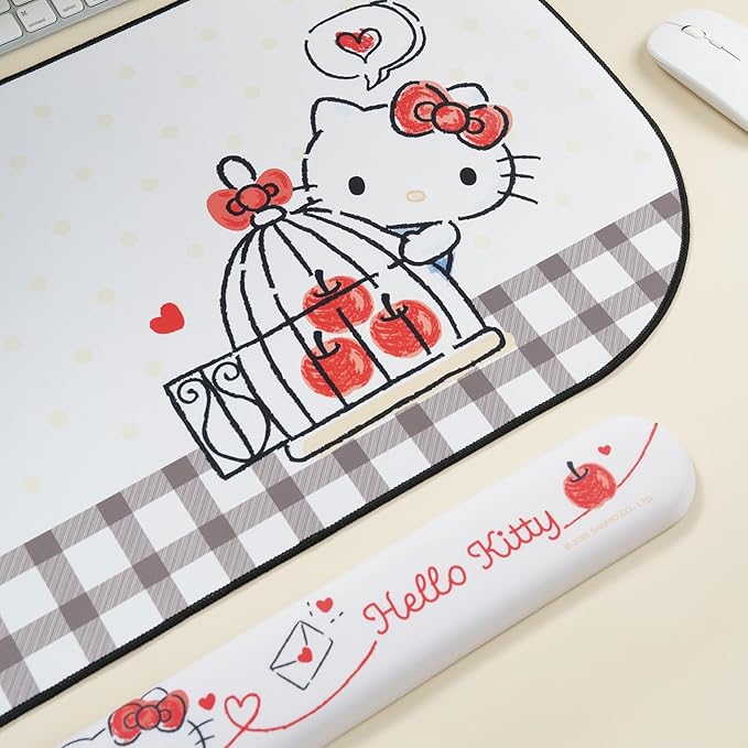 Kuitmor Cartoon Cat Mouse Pad Wrist Rest Support Set, Non-Slip Desk Mat and Memory Foam Wrist Rest for Keyboard and Mouse, Perfect for Gaming or Home Office Work - HLK