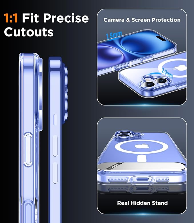 Magnetic Compatible with iPhone 16 Plus Case, [Built-in Invisible Kickstand][Compatible with MagSafe] [Military Grade Shockproof] Slim Thin Phone Case for iPhone 16 Plus 6.7"