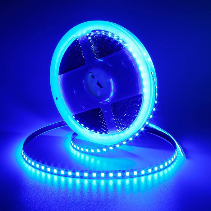 24V 32.8ft(10M) Blue LED Strip Light 1200LEDs 2835 SMD 90W High Brightness No-Waterproof IP20 Flexible Ribbon for Kitchen Garden Backyard Hallways Stairs Decoration Lighting(No Power Supply)