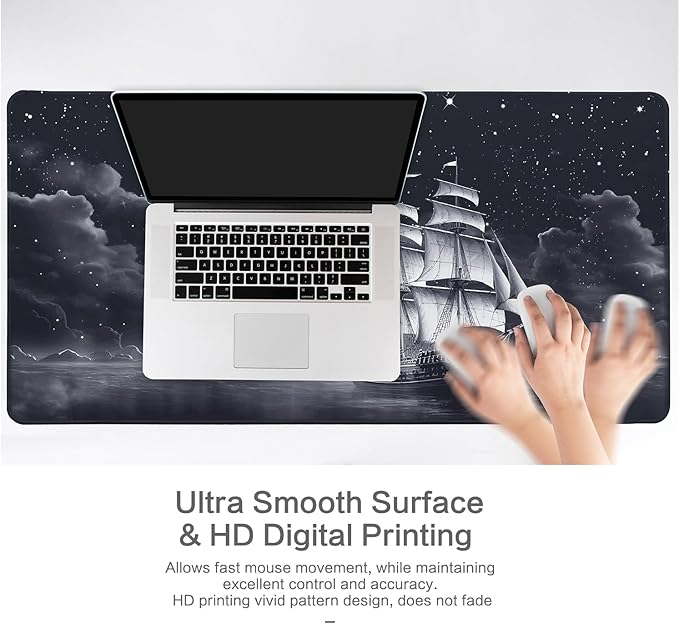 Lokigo Desk Pad, Office Desk Mat, Extended Large Gaming Mouse Pad, Desk Decor Mousepad Keyboard Writing Mat with Non-Slip Rubber Base for Office Laptop Gaming Home, 31.5"x15.7", Nautical Sailboat