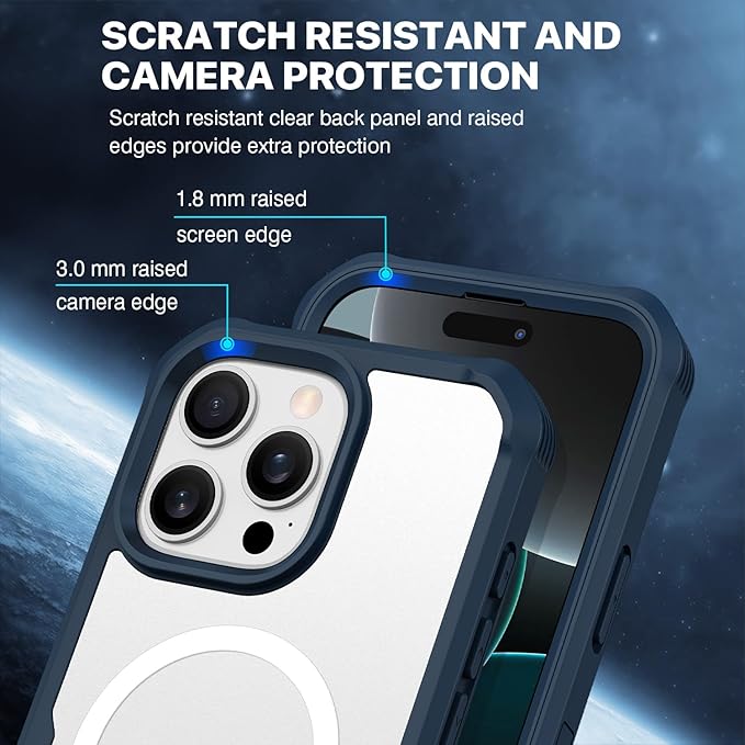 CENHUFO Magnetic Privacy for iPhone 16 Pro Case [Compatible with Magsafe] Full Body Phone Case Built-in 9H Tempered Glass Privacy Screen Protector and Camera Lens Cover, Shockproof Bumper - Blue