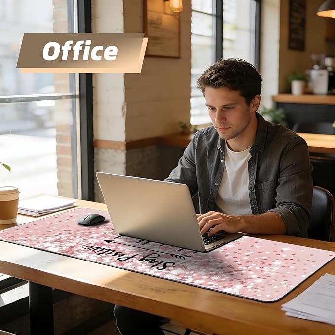 Galdas Gaming Mouse Pad XXL XL Large Long Extended Big Mousepad Non-Slip Rubber Keyboard Mouse Pad with Stitched Edges for Laptop Home Office (31.5x11.8x0.08 Inch) … (Bling Words)