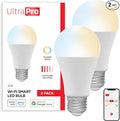 UltraPro Wi-Fi LED Smart Light Bulb, A19, 60W Equivalent, White Select Tunable 2700K - 6500K, Full-Range Dimmability, 2.4GHz Router Required, Circadian Rhythm, Easy-to-Use App, 2 Pack, 51448