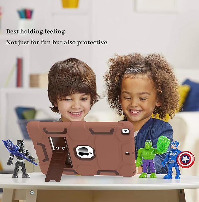 CCMAO Case for iPad 9th/8th/7th Generation 2021/2020/2019(10.2 inch), Heavy Duty Military Grade Shockproof Protective 10.2" Cover with Kickstand for iPad 9 8 7 Gen, Light+Dark Coffee