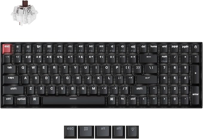 Keychron K4 96% Layout QMK Wireless and Wired Options Mechanical Keyboard, White Backlight Super Brown Switch, Paired with Shine-Through Double-Shot PBT Keycaps for Mac Windows-Version 3