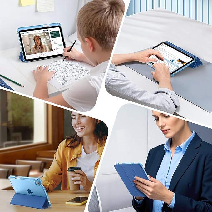 MoKo for iPad mini 7 A17 Pro Case 2024, iPad mini 6th Generation Case 8.3 Inch 2021 with Pencil Holder, Slim Light Trifold Smart Protective Cover with Hard PC Translucent Back Shell, Navy Blue
