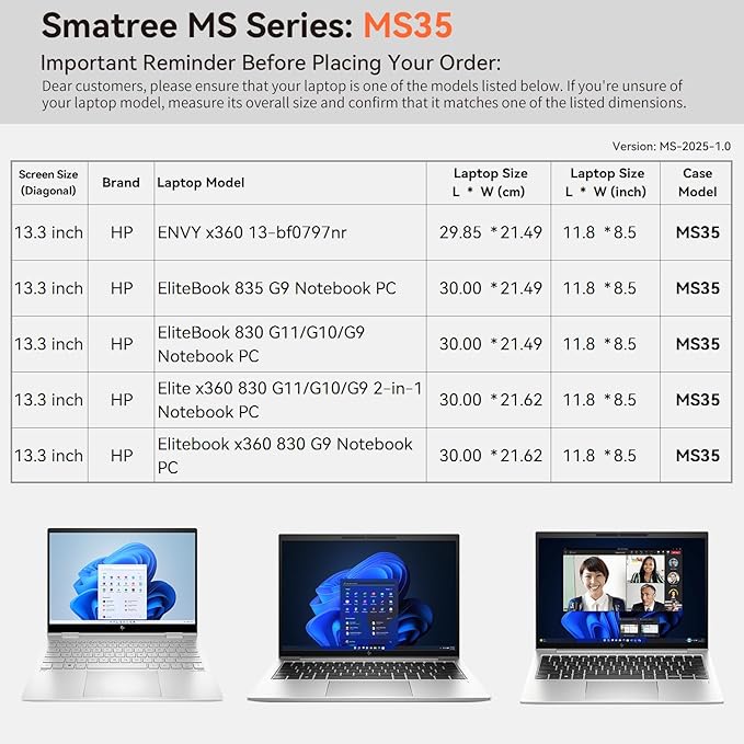 Smatree MS35 Hard EVA Protective Sleeve Case with Stand Compatible for 13.3 inch HP Elite x360 830, for HP Envy X360 13, for EliteBook 830/835 G11/G10/G9, for Elite x360 830 G11 2-in-1 Notebook PC