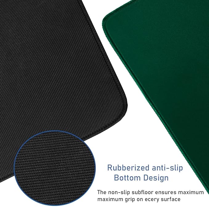 Large Mouse Pad with Stitched Edges, 47.3 X 23.6 in Desk Pad Durable Non-Slip Natural Rubber Base, Waterproof Computer Keyboard Mat for Esports Pros, Gamer, Desktop, Green
