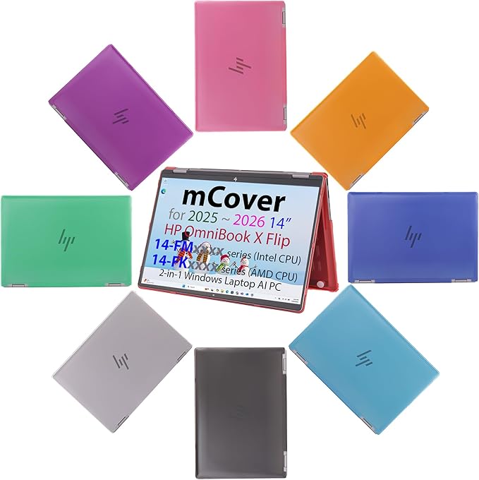 mCover Hard Case ONLY Compatible for 2025+ 14" HP OmniBook X Flip 14-FMxxxx 14-FKxxxx 2-in-1 (with 360° Hinge) Windows Laptop (NOT Fitting Any Other HP Models)- Pink