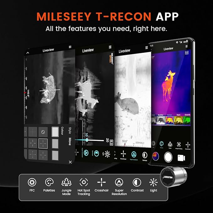 Thermal Monocular for Android, MILESEEY TNV30i Night Vision Thermal Scope, 512×384 Super Resolution 50Hz Thermal Imaging Camera, 1600-Yard Range Thermal Goggles, Building Detection, 10-15mm Lens