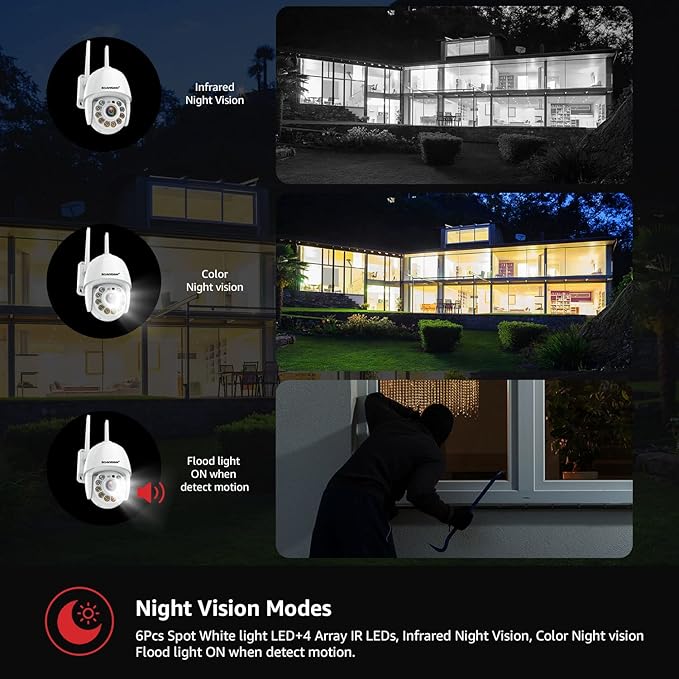 BOAVISION 4K/8MP Security Camera Outdoor, Wireless WiFi IP Camera Home Security System 360° View,Human/Pet/Vehicle Detection, auto Tracking,Two Way Talk,pan Tile Full Color Night Vision,5G/2.4G WiFi