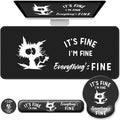 Desk Mat Set + Keyboard and Mouse Pad with Wrist Rest Support,4-in-1 Large Mousepad Computer Mats for Desktop Home & Office-It's fine I'm fine Everything is fine
