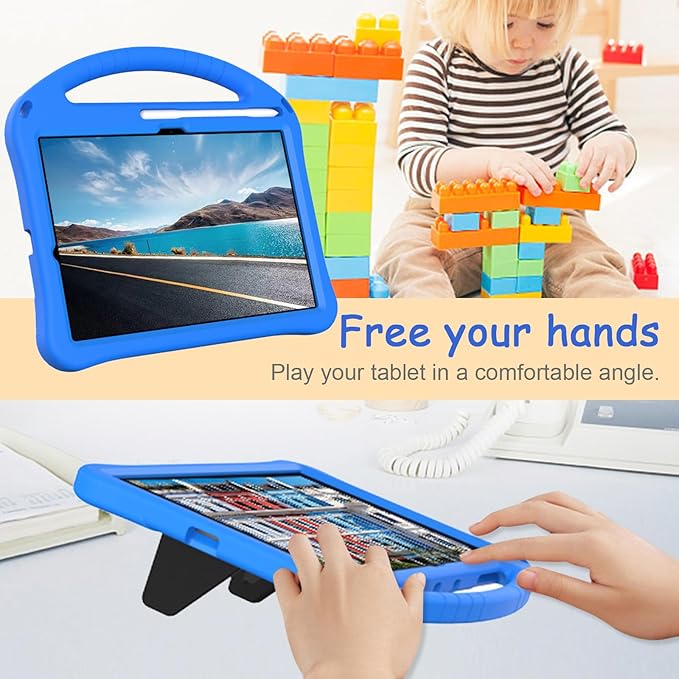Kids Case for Samsung Galaxy Tab S11 2025 11" Tablet, Techcircle Light Weight Shock Proof EVA Foam Handle Rugged Stand Protective Case, Blue