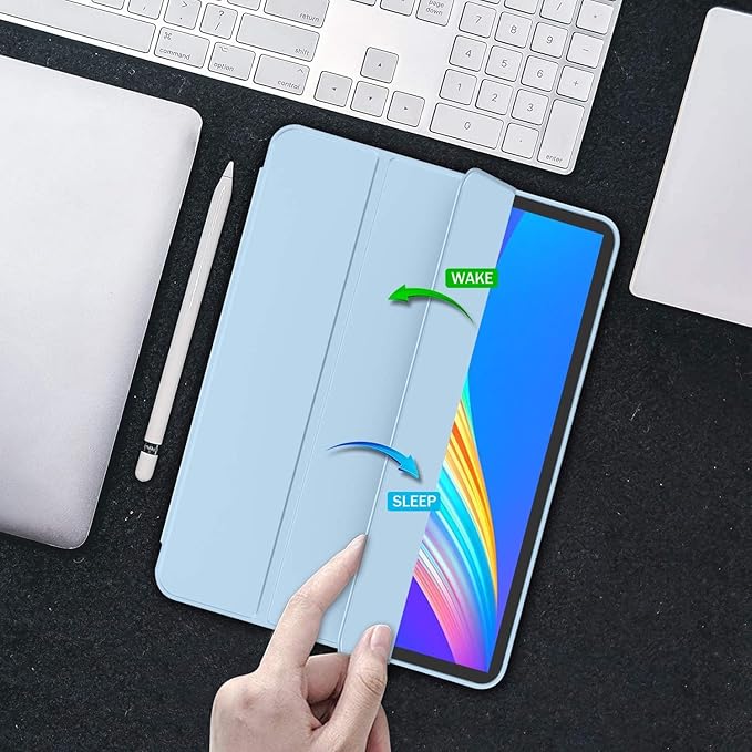 iMieet iPad Pro 13 Inch Case (M5/M4) 2025/2024 with Pencil Holder, Trifold Stand Smart Case with Soft TPU Back, Auto Wake/Sleep (Sky Blue)