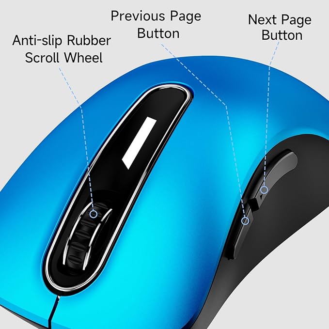 memzuoix Wired Mouse, USB Computer Mouse 1400 DPI Mobile Optical Mouse Ergonomic Design Computer Mice with 5FT Cord for Laptop, PC, Desktop, MacBook, 5 Buttons (Blue)