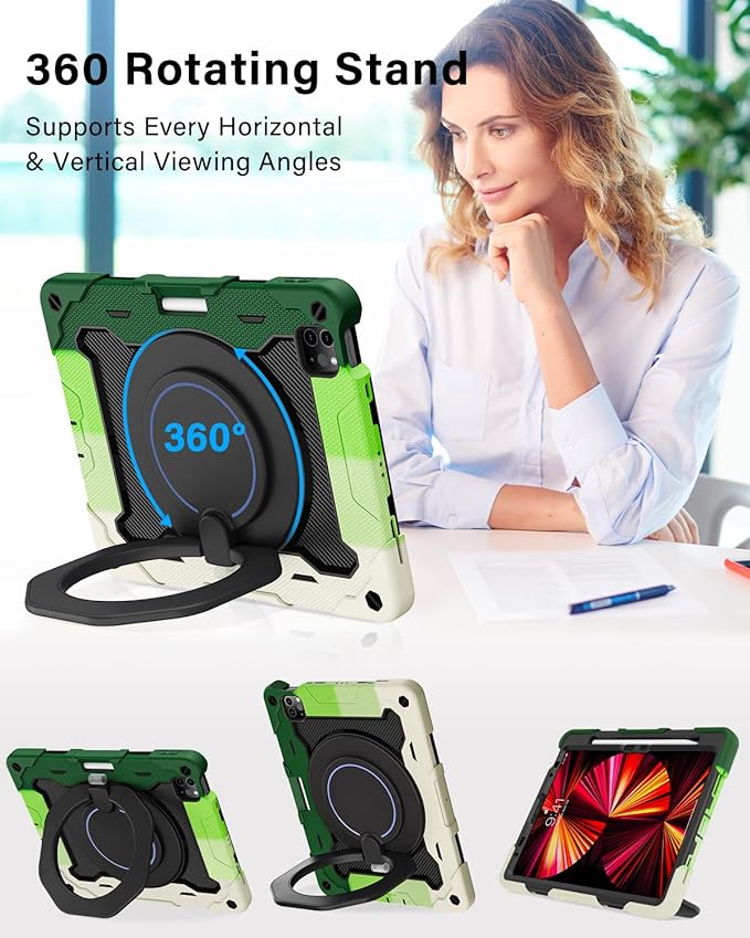 ROISKIN for iPad Air 11 inch M4/M3/M2 Case, iPad Pro 11 inch 4th/3rd/2nd/1st Generation,iPad Air 5th/4th 10.9 inch Case,Heavy Duty Shockproof with 360 Stand Handle Shoulder Strap Pen Holder for Kids