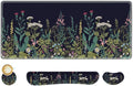 AIMSA Large Gaming Mouse Pad Set, Keyboard Wrist Rest Support + Extended Mouse Pad + Mouse Wrist Cushion + Coaster, Ergonomic Multifunctional Desk Mat 35x15.7in Anti-Slip Rubber Base (Flowers Plants)