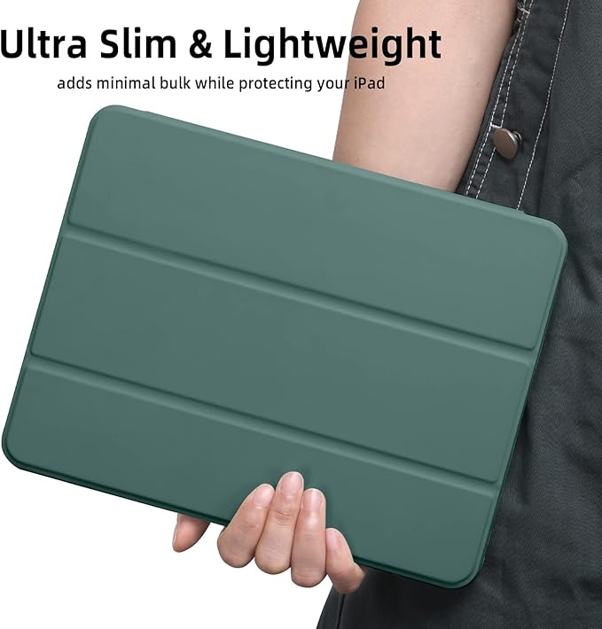 Wenlaty Compatible with iPad Pro 11 Inch Case 4th/3rd/2nd Generation with Pencil Holder, for iPad 11 Pro Case 2022/2021/2020, Trifold Slim Protective Cover with Soft TPU, Auto Wake/Sleep, Pine Green