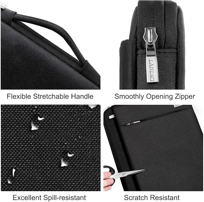 LANDICI 360° Protective Laptop Sleeve 11.6 Inch for Surface Pro 7 8 9/Laptop Go 2 3, MacBook Air 11, Small Computer Bag Carrying Case for 11-12 Inch Chromebook, Slim, Shockproof, Waterproof, Black
