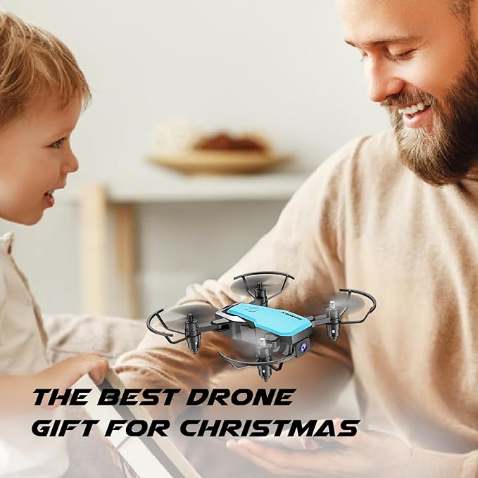 SIMREX Mini Drone with 720P Camera for Kids & Beginners - Foldable RC Quadcopter, Optical Flow Positioning, Altitude Hold, 3D Flip, 2 Batteries 20Min Flight, Safe & Easy Indoor Outdoor Flying Toy Gift (Blue)