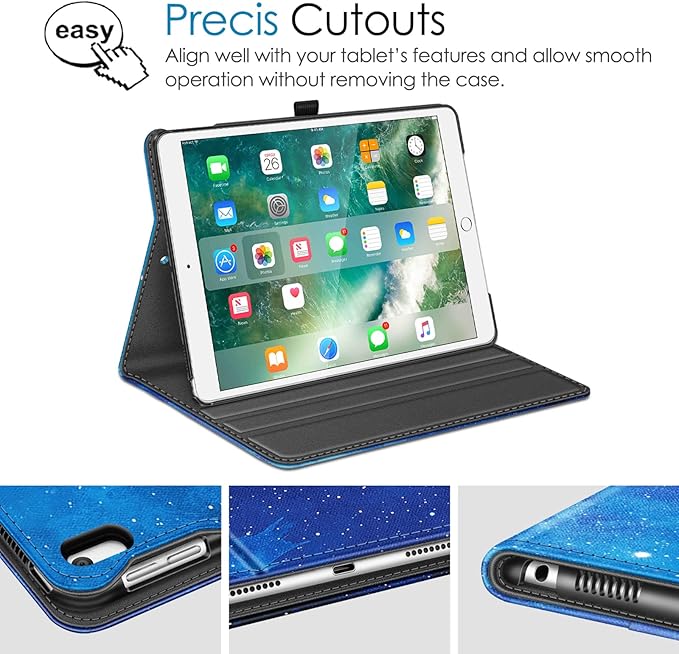 Fintie Case for iPad Air (3rd Gen) 10.5" 2019 / iPad Pro 10.5" 2017- [Sleek Shield] Premium PU Leather Slim Fit Multi Angle Stand Cover with Pocket, Pencil Holder, Auto Wake/Sleep, Starry Sky