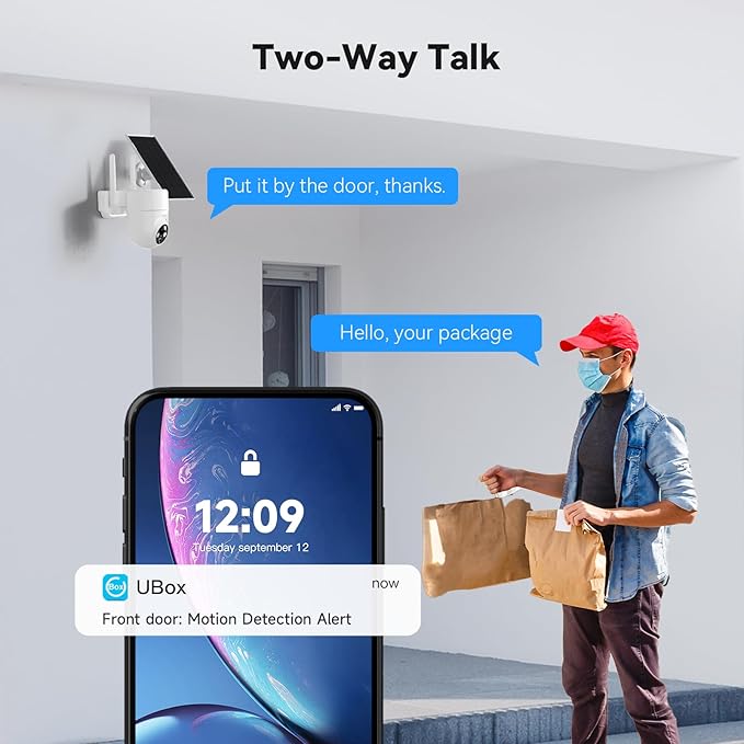 LIWAN Solar Security Camera Wireless Outdoor, 2.4G WiFi Outdoor Cameras for Home Security, 2K Surveillance Camera Outside, Solar Powered, Color Night Vision, PIR Detection, 2-Way Talk