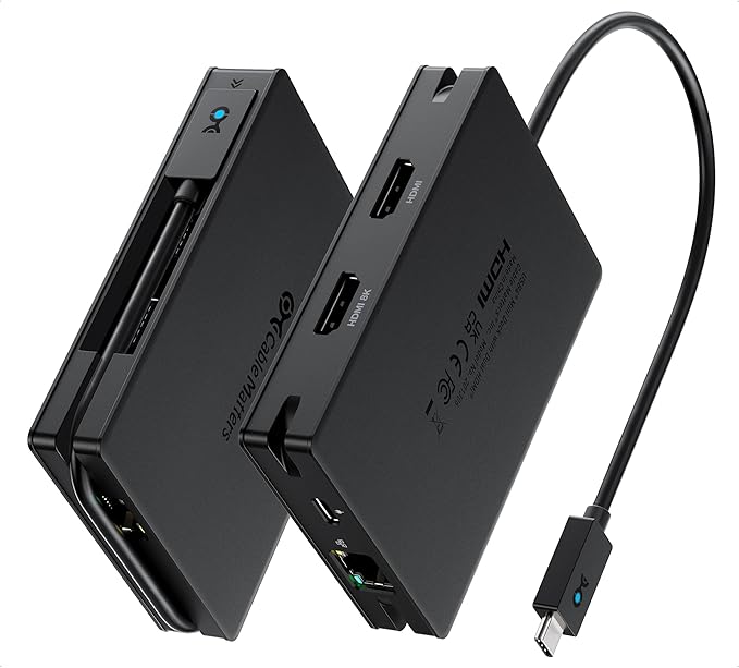 Cable Matters 8-in-1 Portable 40Gbps Dual HDMI USB4 Hub, USB 4 Dock with 2X 4K@60Hz or 1x 4K@120Hz / 8K@30Hz, 100W PD, Gigabit Ethernet, Compatible with Thunderbolt 4 (*macOS's Display Limitation)