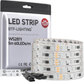BTF-LIGHTING UL Listed WS2811 IC=RGB+IC Addressable Color RGB LED Strip,16.4FT 60LED/m 10Pixels/m,IP67 White PCB Flexible DC12V Chasing Effect for Indoor Home Decor(No Adapter or Controller)