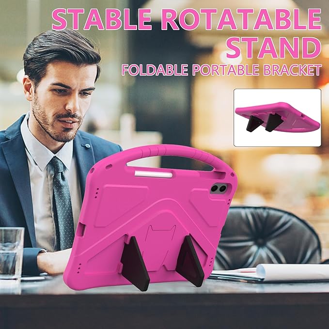 Kids Case for Samsung Galaxy Tab S11 Ultra 2025 14.6" Tablet, Techcircle Light Weight Shock Proof EVA Foam Handle Rugged Stand Protective Case, Rose