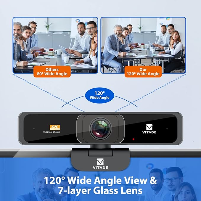 4K Zoomable Webcam with Upgraded Remote Control, 8MP Sony Sensor Webcam with Microphone and 4X Digital Zoom, Pro USB Webcam for Streaming/Conference/Online Teaching/Video Calling/Zoom/Skype