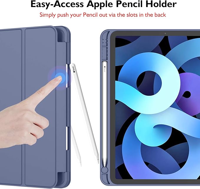iMieet iPad Air 11 Inch Case M4/M3/M2(2026/2025/2024), iPad Air 5th/4th Generation Case 2022/2020 10.9 Inch with Pencil Holder,Trifold Stand Smart Case with Soft TPU Back(Purple)