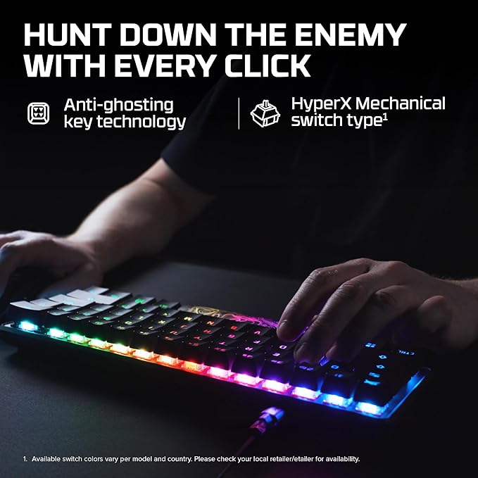 HyperX Alloy Origins 60 - Mechanical Gaming Keyboard - Ultra Compact 60% Form Factor - Tactile Aqua Switch - Double Shot PBT Keycaps - RGB LED Backlit - NGENUITY Software Compatible,Black
