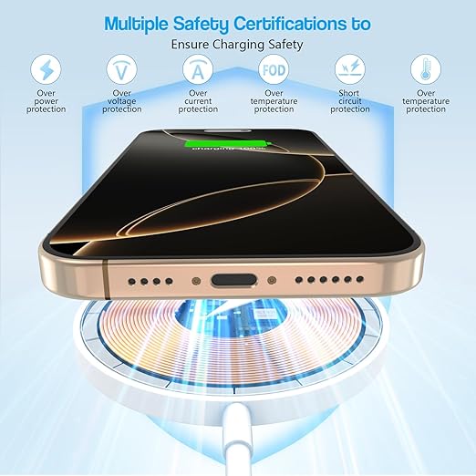 10FT Magnetic Wireless Charger,15W Fast Apple Mag-Safe Charger for iPhone 17/16/15 PD with USBC Apple Fast Charging Block 10Foot Quick Charge for iPhone 17/17 Air/17 16 15 Pro/Pro Max/14/13/12/AirPods
