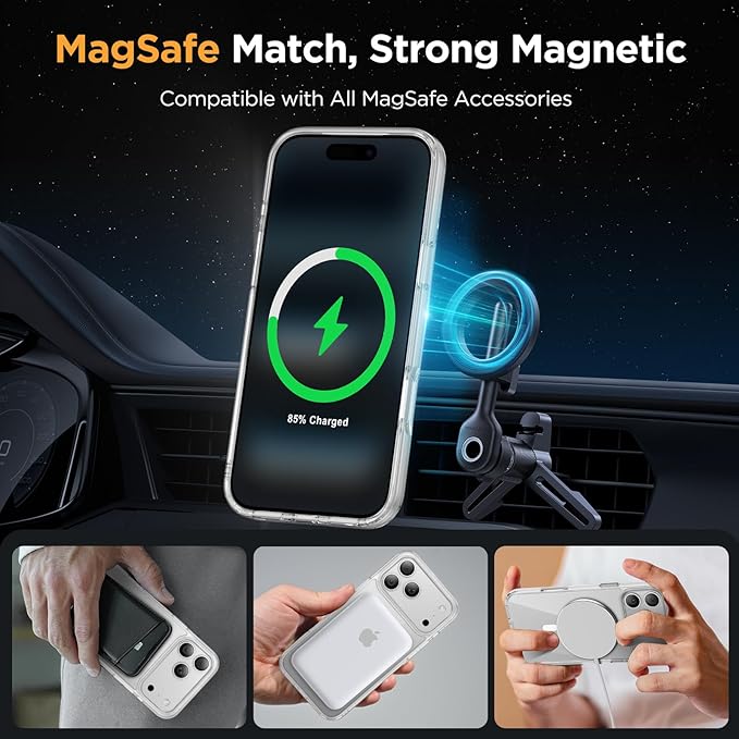 Miracase Magnetic for iPhone 17 Pro Case 6.3" with Screen Protector, [Compatible with MagSafe] Military-Grade Protection, Anti-Fingerprint, Slim Thin Phone Case for 17 Pro Cover, Clear