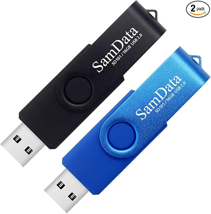 SamData 16GB USB Flash Drives 2 Pack 16GB Thumb Drives Memory Stick Jump Drive with LED Light for Storage and Backup (2 Colors: Black Blue)